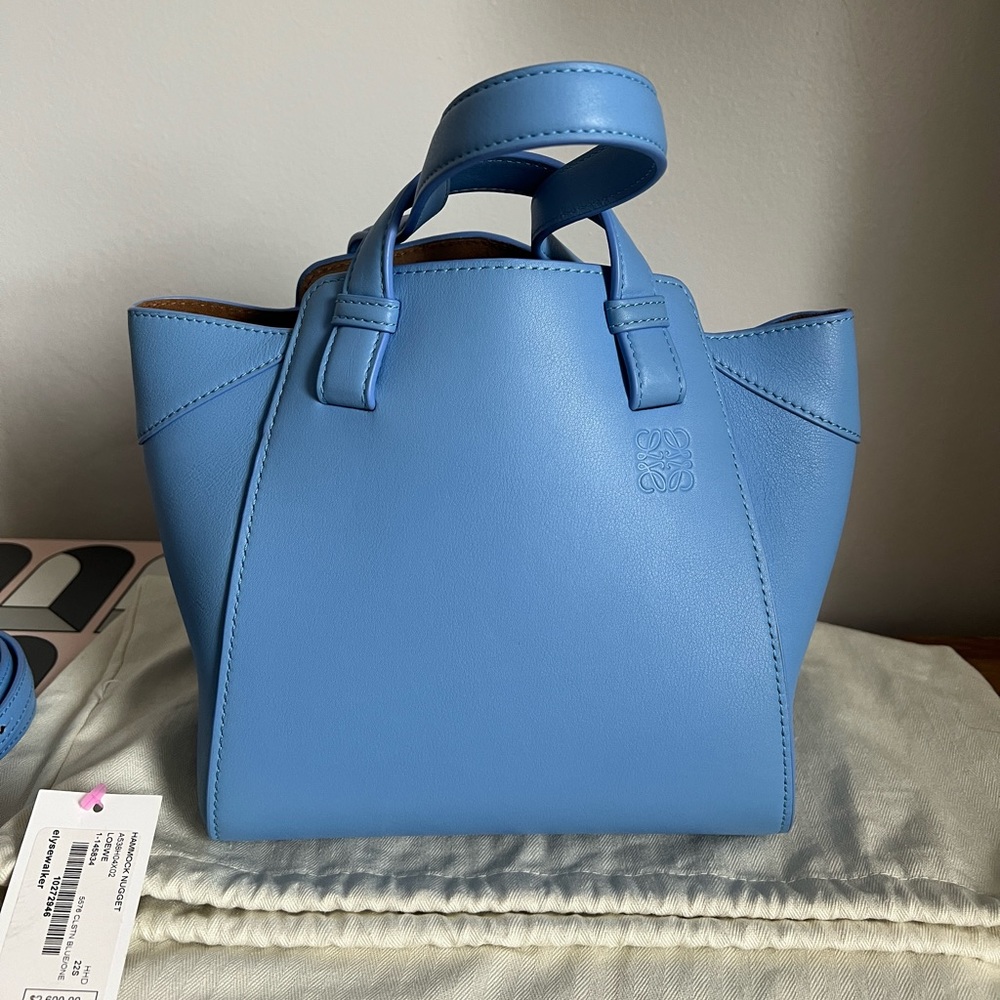 Loewe Leather Hammock Nugget Bag New Celeste Blue